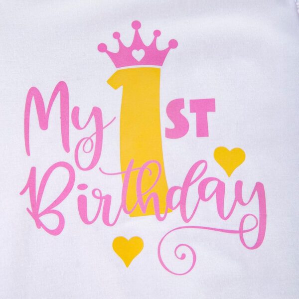 Winmany Baby Girl First Birthday Clothes 3PCS Bow Headband My 1st Birthday Romper Tutu Skirt Cake Smash Outfit Set for Photo Shoot - Image 4