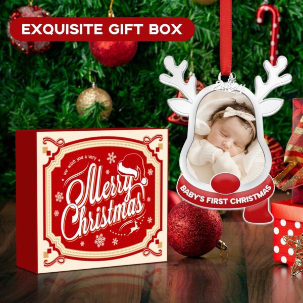 Babys First Christmas Ornament 2024 Girl - Baby First Christmas Ornament 2024 - Baby First Christmas Picture Frame Ornament, Personalized Baby Ornaments for Christmas Tree, Newborn Girl Boy Gift - Image 6