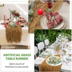 VIJIV Faux Grass Thatch Straw Table Runner Outdoor, 13" x 72" Fake Grass Hay Stacks Table Centerpieces Party Decorations for Modern Farmhouse, Western Themed Cowboy Decor, Home Rustic Decor - Image 4