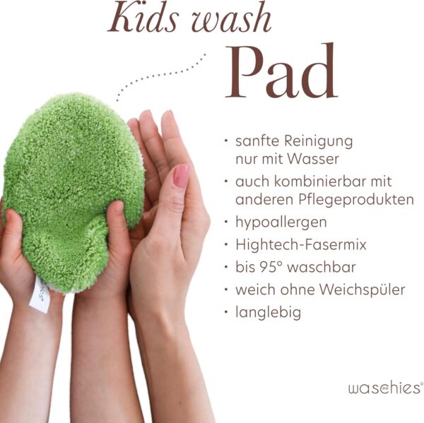 waschies Kids Washing Pads for Babies and Children, for Cleaning Only with Water, Reusable, Skin-Friendly, Super Soft, Made in Germany, Pink, Set of 2 - Image 4