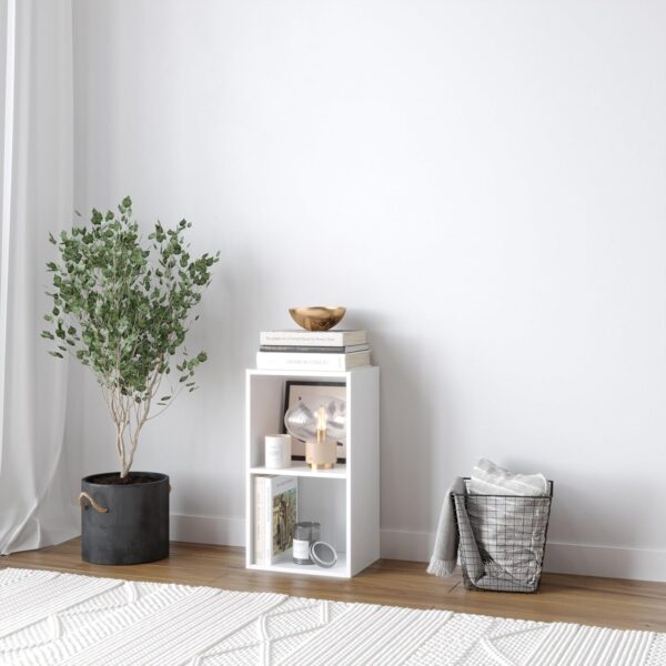 URBNLIVING Tier Wooden Bookcase Shelving Display Storage Shelf Unit Wood Shelves (White, 2 Shelf) - Image 2