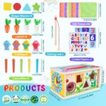 FCSONU Toddlers Montessori Toys for 3 Year Old Boys Girls, Wooden Baby Tissue Box Toys for Ages 3-4 Kids, Activity Cube|Sensory Toys for Toddlers 3, Christmas Birthday Gifts for 36+ Months - Image 5