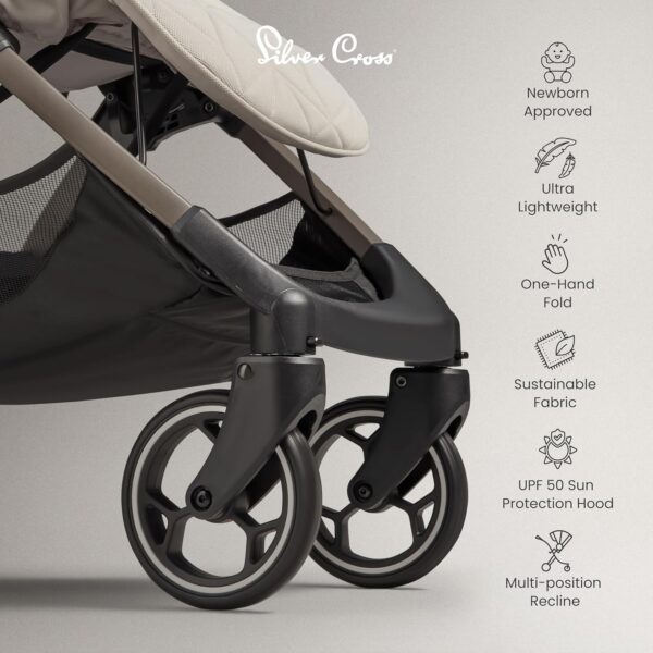 Silver Cross - Clic Compact Pushchair - Travel Stroller - Foldable & Lightweight Stroller - Cabin Size - Newborns to 4 years - Almond - Image 4