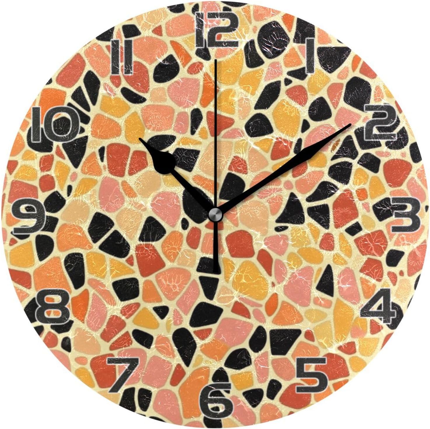 81FzsxRvvQL._AC_SL1500_.jpg Ewusp Terrazzo Wall Clock Battery Operated Silent Non-Ticking Clock Round Quartz Decorative Clock for Kitchen Living Room Bedroom Office School Nursery, 25x25 cm - Image 1