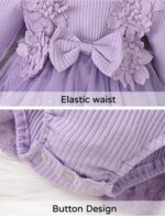 SEAUR A Line Dresses Infant Romper Dress Cotton Baby Girl Summer Dress Long Sleeve Party Dress Baby Girl Cute Dress - Image 5