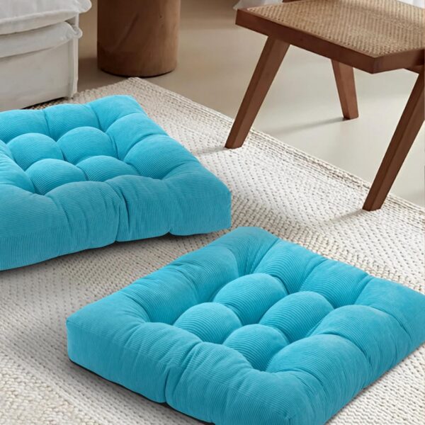 Floor Pillow Cushions for Adults Sitting Large Big Pillows for Floor Seating Square Memory Foam Thick Tufted, 22 x 22 Inch, Set of 2, Blue - Image 8