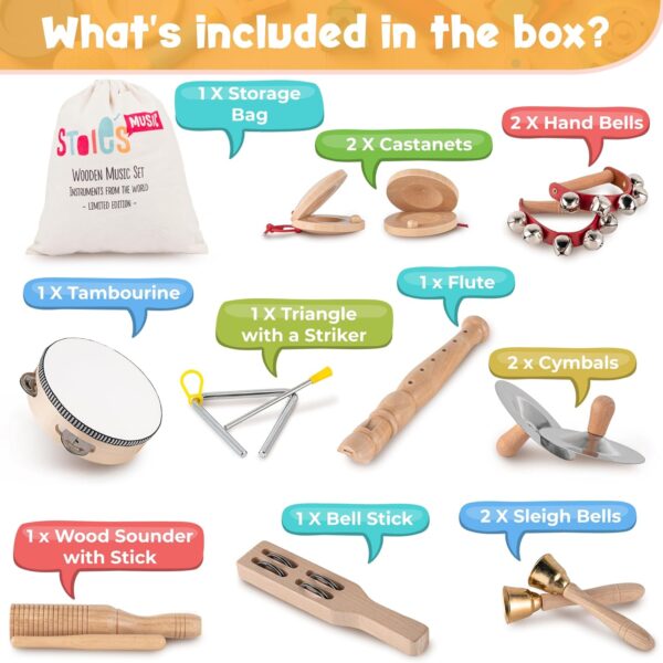 Stoie's International Wooden Musical Instruments Toddlers, Percussion Instruments, Baby Instruments, Baby Musical Instruments, Baby Musical Instrument, Musical Instruments Baby Tambourine (TM2031) - Image 2