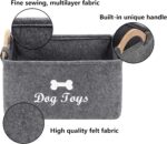 Geyecete dog toy basket storage Bins - with Wooden Handle,Collapsible Pet Supplies Storage Basket puppy toy box storage Basket/Bin Kids Toy Chest Storage Trunk(Grey) - Image 3