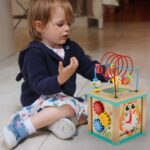 TOWO Wooden Activity Cube Beads Maze -5 Activities Roller Coaster Abacus Cog Wheels Gears Clock Zig Zag Slide-Early Educational toys for Baby -Educational Wooden Toys for 1 year old Montessori Toys - Image 7
