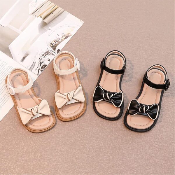 Baby Toddler Infant Sandals Square Open Toe Bow School Dress Shoes Adjustable Strap Slip On Flat Sandal Slip On Comfortable Round Toe Flip-flops - Image 5