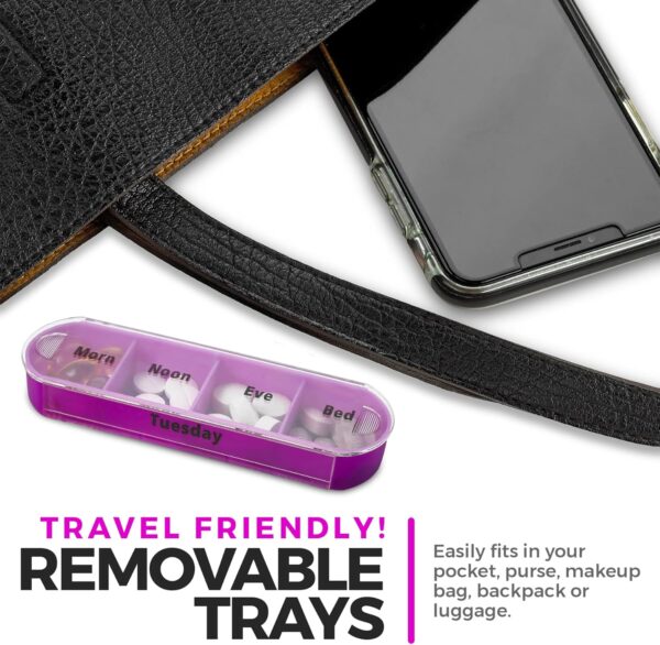 MEDca Weekly Pill Organizer, Four Times-a-Day, Pack of 2 Dispensers with Stackable AM/PM Compartments - Image 4