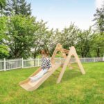 GYMAX 2 in 1 Kids Climbing Set, Wooden Toddler Climber with Slide, Outdoor Indoor Montessori Climbing Toys for 3 Years Old + Boys Girls (Natural) - Image 8