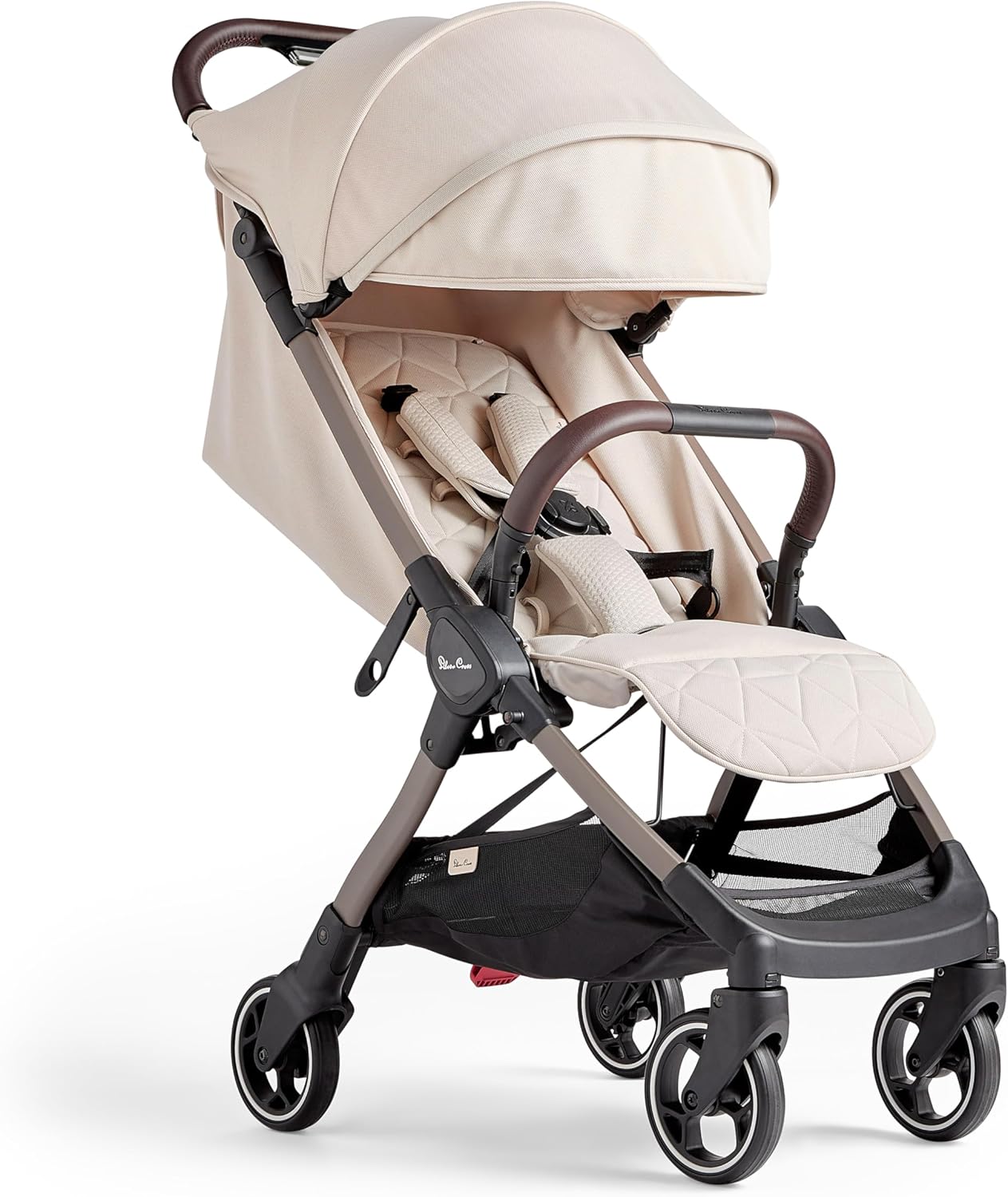 81HcE4YkwfL._AC_SL1500_.jpg Silver Cross - Clic Compact Pushchair - Travel Stroller - Foldable & Lightweight Stroller - Cabin Size - Newborns to 4 years - Almond - Image 1