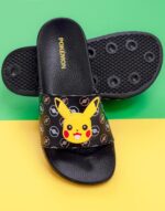 Pokemon Sliders For Boys | Kids Pikachu Face Sandals Beach Shower Shoes | Childrens Pokeball Black Summer Footwear Game Merchandise Gift - Image 4