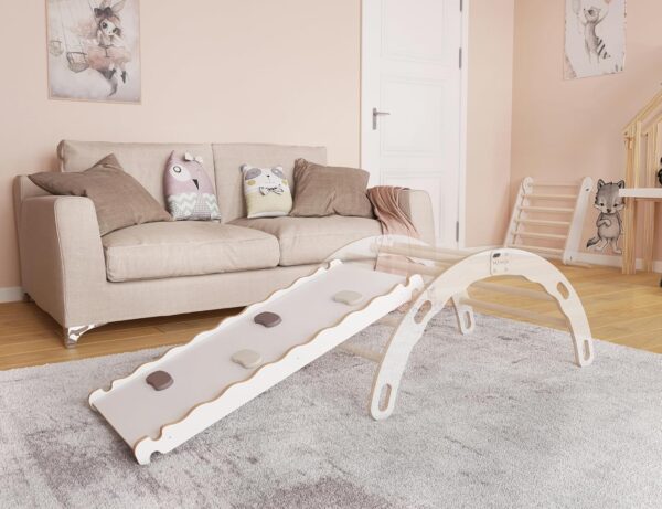 MAMOI® Wooden slide for climbing frame, Indoor baby gym accessories for kids, Small and big toddler slide for climbing triangle, Outdoor child's slides for garden, Childrens toys - Image 2