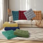 Millsilo 22 inch Floor Pillow, Large Floor Cushions, Square Floor Cushion Seating for Adults Kids, 4 Inch Thick Tufted Meditation Cushion for Yoga Living Room Tatami Floor, 22x22x4 Inch,Navy Blue - Image 7