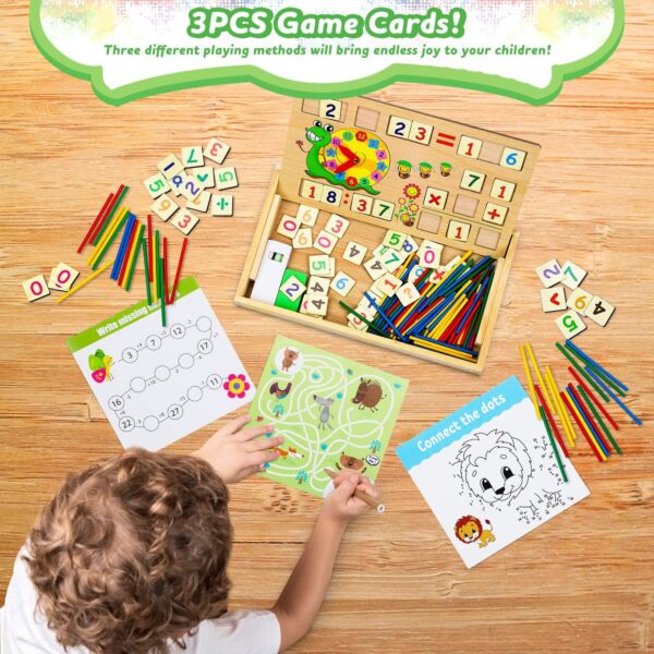 lenbest Wooden Toys Maths Games - Educational Science Kits - Number Blocks | Teaching Learning Clock | Counting Toys - Early Development & Activity Toys - Toys for 4 5 6 Year Old Boys Girls gifts - Image 4