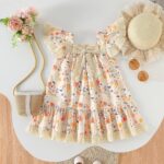 Geagodelia Toddler Baby Girl Summer Lace Dress Fly Sleeve Bowknot Flowy Dresses Boho Floral Sundress Cute Princess Dress 1-5 Years - Image 3