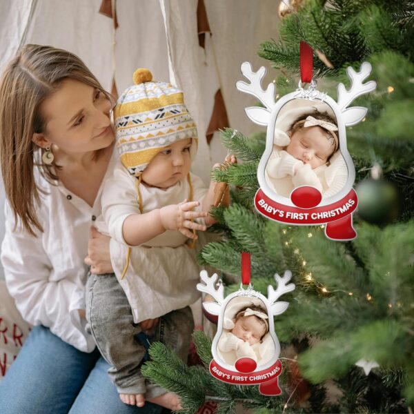 Babys First Christmas Ornament 2024 Girl - Baby First Christmas Ornament 2024 - Baby First Christmas Picture Frame Ornament, Personalized Baby Ornaments for Christmas Tree, Newborn Girl Boy Gift - Image 3