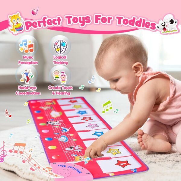 Musical Toys for 1 2 3 4 5 Year Old Girls Gifts,Piano Dance Mat for Kids with 8 Animals Sounds, Early Educational Toddlers Baby Toys Birthday Present for Girls Baby - Easter Gifts for Kids - Image 3