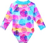 HUAANIUE Baby Girls Flower Swimsuit One Piece UPF 50+ UV Swimwear with Zipper 6M-6Y Swimming Costume - Image 2
