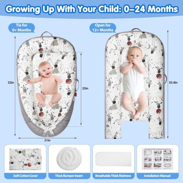 Baby Lounger - Baby Lounger for Newborn 0-24 Months, Breathable & Soft Baby Nest, Portable and Lightweight Infant Lounger for Home and Travel, Ideal Newborn Babies Essentials Baby Shower Gifts - Image 6