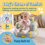 SplashEZ Inflatable Baby Seat - Sit-Up Chair for Baby 3 Months to 3 Years, Inflatable Sit Me Up Chair for Infant Sitting Support, Blow-Up Baby Seat with Air Pump for Home, Floor, and Travel, Giraffes - Image 2