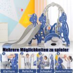 HENGMEI Kids Slide, Toddler Climber and Swing Set 4 in 1, Toddler Slide with Basketball Hoop Garden Slide Toy Outdoor and Indoor for Children Age 1-3, Blue 175x140x120cm, Type B - Image 5