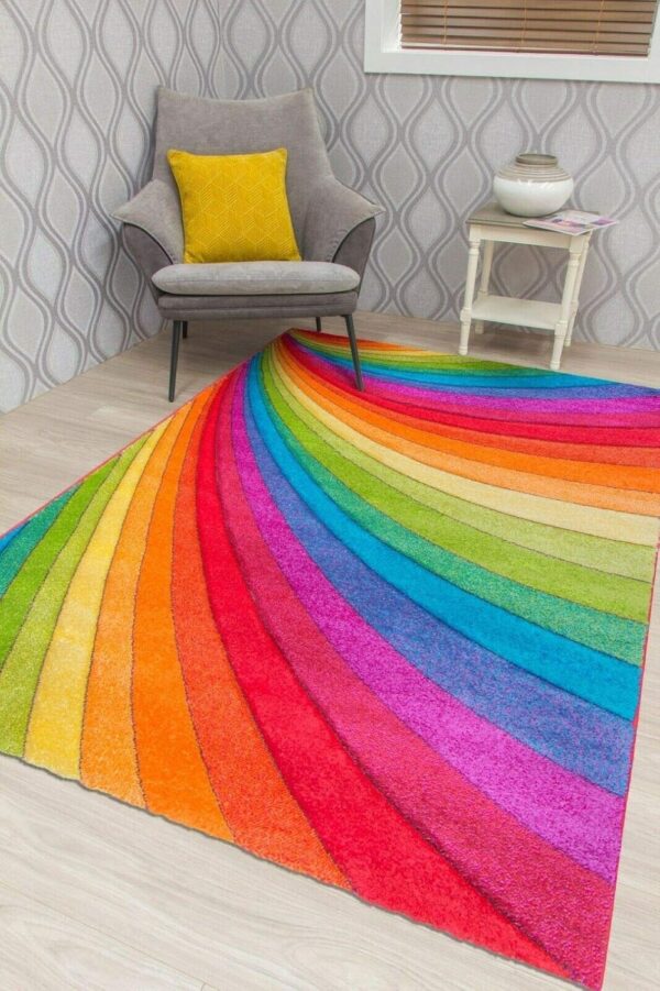 SrS Rugs® Candy Rainbow Rug - for Living Room, Lounge, Hallway, Kids Room, Playroom, Nursery - Boys & Girls - Hippy - Pride - Brighten Your Home (Rainbow, 160cm x 220cm) - Image 2