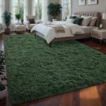 Larhom Fluffy Area Rugs for Living Room Bedroom, 4x6 Dark Green Ultra Soft Plush Fuzzy Rug, Anti-Skid Indoor Carpet Nursery Rugs for Kids Room Home Decor, High Pile, Non-Shedding - Image 5