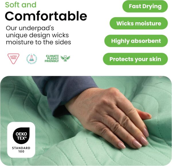 IMPROVIA® Washable Underpads, 34" x 52" (Pack of 4) - Heavy Absorbency Reusable Incontinence Pads for Kids, Adults, Elderly, and Pets - Waterproof Protective Pad for Bed, Couch, Sofa, Furniture, Floor - Image 4