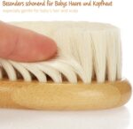 com-four® Baby brush and baby comb from 0 months for newborns and toddlers - Baby hair brush made of bamboo with soft sheep's wool (Comb + hairbrush - sheep) - Image 3