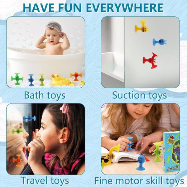 38 Pcs Suction Bath Toys for Kids, Silicone Suction Cup Toys for 3 4 5 6 7 Year Old Boys Girls, Bath Toys for Toddlers, Sensory Toys for Stress Release and Travel - Image 7