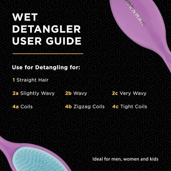 Denman Wet Detangler Shower Hairbrush for Detangling All Hair Types for Women, Kids and Men - Wet Hairbrush for Everyone – (Purple) D95 - Image 6