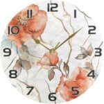Ewusp Watercolor Flowers Wall Clock Battery Operated Silent Non-Ticking Clock Round Quartz Decorative Clock for Kitchen Living Room Bedroom Office School Nursery, 25x25 cm - Image 5