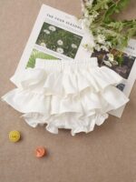 Agoky Baby Girls Ruffle Layered Bloomer Shorts High Waist Bowknot Skirted Victorian Pumpkin Short Pants - Image 4