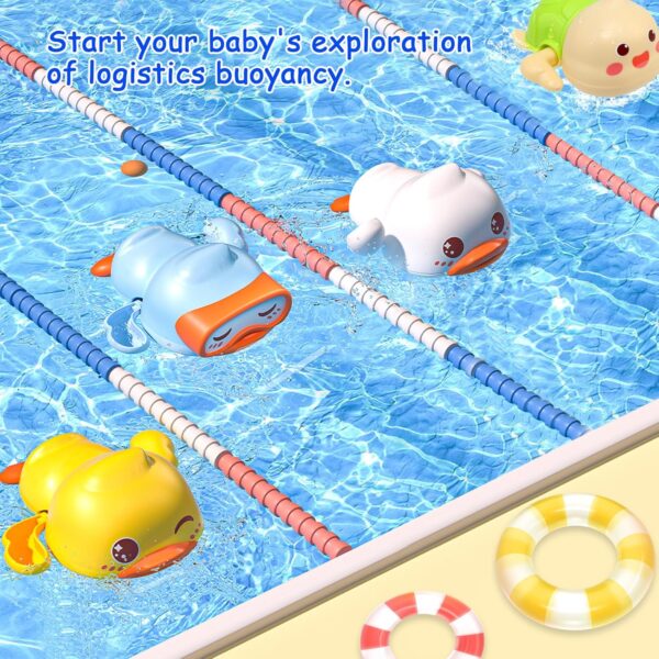BelleStyle Baby Bath Toys, 5 Pcs Wind Up Bath Tub Toys for Kids 1 2 3 4 Years Old, Paddling Pool Toys Floating Swimming Duck Turtle Whale Clockwork Water Toys for Toddlers Boys Girls Baby Bath Time - Image 2