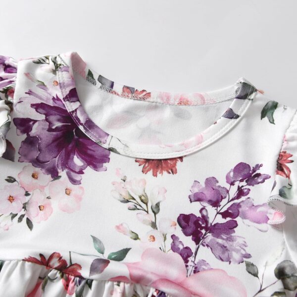 Tearfuty Toddler Baby Girls Floral Print Long Sleeve Top Pants 2Pcs Outfits Black - Image 2