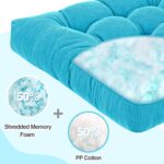 Floor Pillow Cushions for Adults Sitting Large Big Pillows for Floor Seating Square Memory Foam Thick Tufted, 22 x 22 Inch, Set of 2, Blue - Image 2