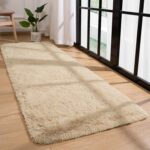 Przemy Fluffy Bedroom Rug 2 x 6 Ft Area Rugs for Living Room, Super Soft Shag Rug, Indoor Modern Fluffy Carpet Rugs for Bedroom Kids Girls Room Dorm Home Decor, Non-Slip Plush Nursery Rug, Beige - Image 5