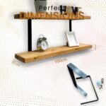 Double Rustic Wooden Shelves Wall-Mounted Shelf with Seated Double Black L Brackets, Made from Solid Timber - Ideal for Kitchen Living Room Decor (100cm) - Image 2