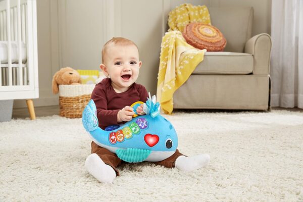 VTech Baby Snuggly Sounds Whale, Baby Sensory Toy with Lights, Sounds & Music, Interactive Gift for infants 3, 6, 9, 12 months +, English version, Blue - Image 3