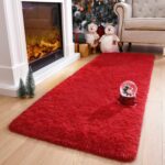DETUM Red Rug 2x6 Feet - Fluffy Red Runner Rugs for Bedroom Shaggy 2' X 6' Living Room Rug Soft Rugs for Kids Room Non-Slip Nursery Office Dorm Washable Carpets Home Decor - Image 5