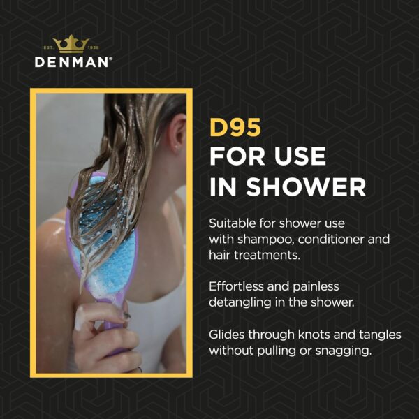 Denman Wet Detangler Shower Hairbrush for Detangling All Hair Types for Women, Kids and Men - Wet Hairbrush for Everyone – (Purple) D95 - Image 4