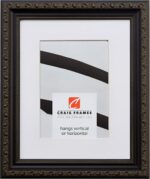 Craig Frames Ancien Ornate, 11 x 14 Inch Antique Black Picture Frame Matted to Display an 8 x 10 Inch Photo