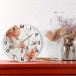 Ewusp Watercolor Flowers Wall Clock Battery Operated Silent Non-Ticking Clock Round Quartz Decorative Clock for Kitchen Living Room Bedroom Office School Nursery, 25x25 cm - Image 6