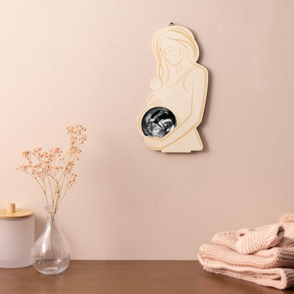 Navaris Pregnancy Scan Photo Frame - Baby Ultrasound Picture Frame - Pregnant Woman Wooden Keepsake Frame - Standing Frame or Hanging Wall Decoration - Image 6