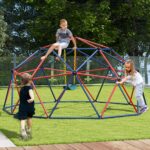 GYMAX 10FT Dome Climber, Kids Climbing Set with Swing and Convenient Grip, Indoor Outdoor Children Climbing Frame for 3-12 Years Old Boys Girls, Max Weight 350kg (Red+Blue, 305x293x159cm) - Image 7