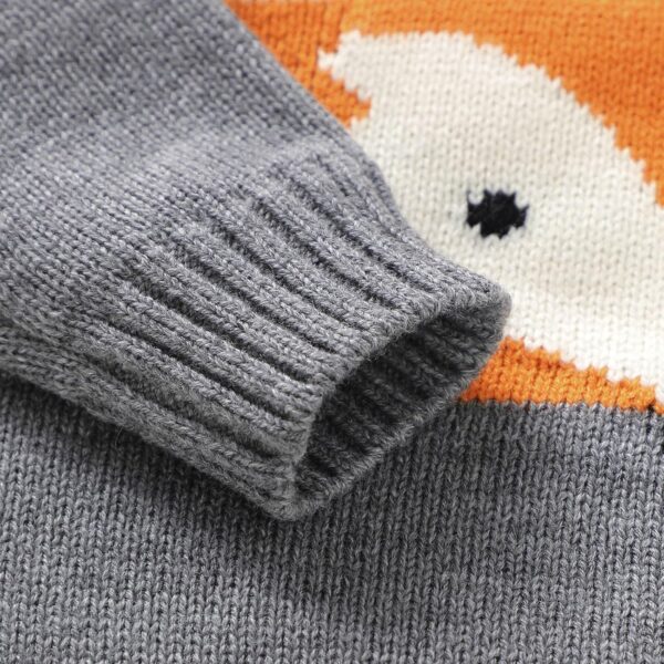 Baby Toddler Knitted Pullover Kids Girls Boys Cartoon Fox Print Graphic Color Block Patchwork Long Sleeve Cable Chunky Crew Neck Warm Cotton Acrylic Button Oversized Knit Jumper Casual Sweater - Image 6
