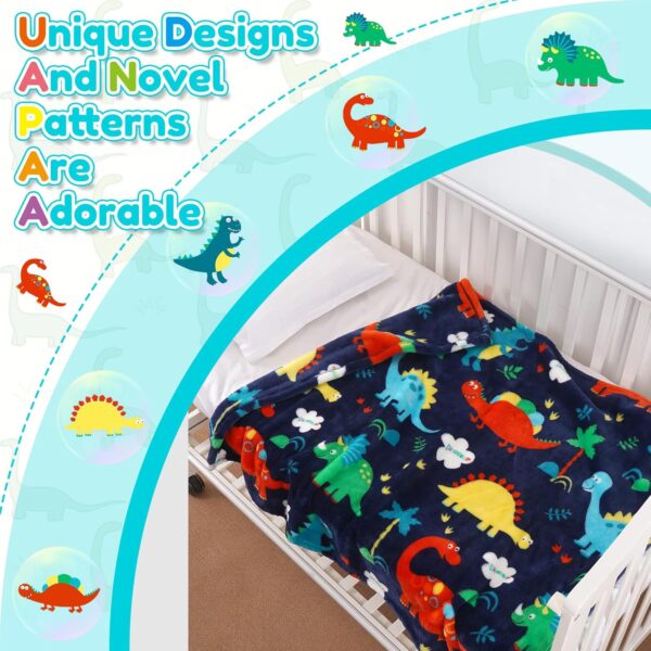Edcooy Dinosaur Blanket for Boys, Kids Dinosaur Throw Blanket for Boys and Girls, Fluffy Cozy Dinosaur flannel Blanket with Vibrant Colors Cute Design, Soft Warm Throw Blanket (100 x 130cm, Blue)… - Image 4